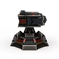 Futuristic Mechanical Tower With Hexagon Structures Black Red Base And Upper Design