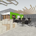 Supermarket Department Store Interior Design With Shelves Product Displays And Shopping Area
