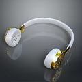 Stylish White Gold Computer Headphones With Modern Design And Comfortable Ear Cups 3d model