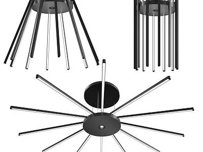 Modern Chandelier with Radial Black and White Metal Rods for Contemporary Spaces 3d model