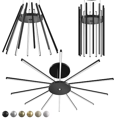 Modern Chandelier with Radial Black and White Metal Rods for Contemporary Spaces 3d model