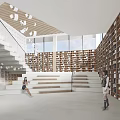 Book Art In Library Space With Staircase And Bookcases 3d model