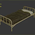 Modern Light Colored Metal Bed Frame With Dark Mattress And White Sheet