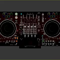 Professional DJ Mixer With Modern Electronic Control Panel Colorful Buttons Knobs And Dual Platters