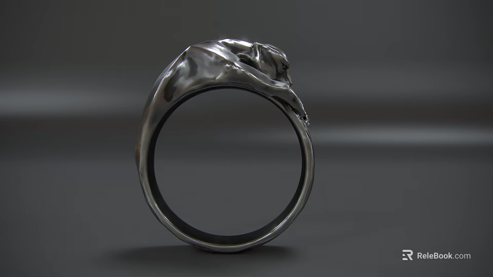 Stylish Silver Panther Sculpture Ring Unique Jewelry With Modern Artistic Design 3d model 