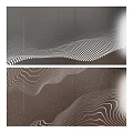 Modern Abstract Wave And Geometric Line Patterns On Dark Background Design