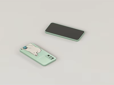 Modern mobile phone small white bear cute mobile phone 3d model
