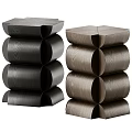 Modern Stacked Sofa Stools In Black And Brown Wooden Texture Design 3d model
