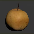 Fresh Orange Pear With Brown Stem On Black Background With Reflection