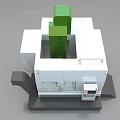 Industrial CNC Machining Equipment with White Body Green Top Parts and Control Panel
