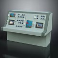 Industrial Control Console With Multiple Display Screens Buttons And Indicators