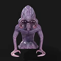 Purple Alien Creature 3D Model with Tentacles Twisted Body and Clawed Limbs