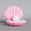 Pink Shell Shaped Inflatable Pool Toy With White Ball Inside 3d model