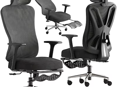 Comfortable Ergonomic Office Mesh Chair Adjustable Swivel Desk Set Breathable Design 3d model