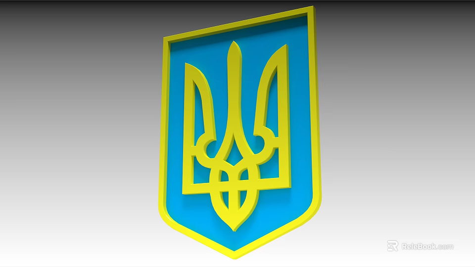 Shield Shaped Badge With Blue Background And Yellow Decorative Symbol Design 3d model 