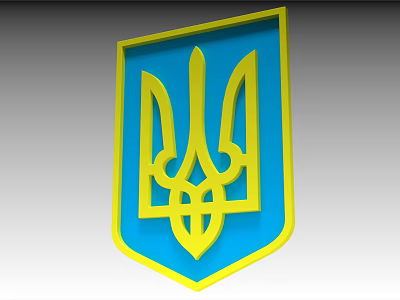 Shield Shaped Badge With Blue Background And Yellow Decorative Symbol Design 3d model
