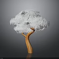 Modern Artistic Decorative Tree Featuring Orange Trunk And White Fluffy Canopy