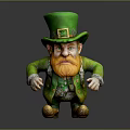 Leprechaun Character With Green Hat Gold Buckle Orange Beard And Gold Shoes