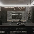 Modern Living Dining Room Design With Gray Sofa Round Coffee Table Dining Chairs And Pendant Lights