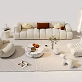 Modern Sofa And Coffee Table Set With Pillows Accent Chairs Rug Floor Lamp And Decor