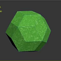 Green Polyhedral Plant With Textured Surface On Black Reflective Background