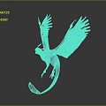 Blue Winged Mythical Creature Game and Film Character With Luminous Halo And Ornate Design