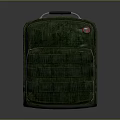 Green Woven Texture Suitcase With Black Handle And Red Accent Details