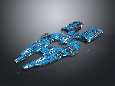 Futuristic Blue Cosmic Spacecraft With Multi Section Hull And Advanced Engine Modules For Space Exploration 3d model