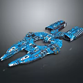 Futuristic Blue Cosmic Spacecraft With Multi Section Hull And Advanced Engine Modules For Space Exploration 3d model