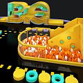 Colorful Kids Playground With BIG Sign Slide Ball Pit And Play Equipment