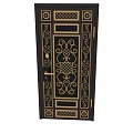 Ornate Decorative Entrance Door With Intricate Metal Patterns Black Frame And Gold Accents