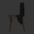 Vintage Wooden Leisure Chair With Plaid Blanket Draped Over Backrest