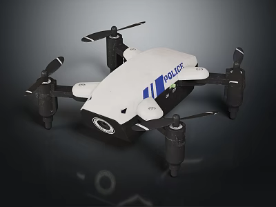 Police Surveillance Drone With White Body And Four Propellers Security Equipment 3d model