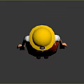 3D Construction Worker With Yellow Hard Hat Red Reflective Vest Blue Pants And Brown Shoes