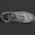 White Casual Sneakers With Red R Logo Hand Painted Patterns And Worn Sole