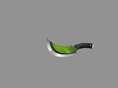 Sharp Curved Weapon Knife With Green Blade And Black Handle Design 3d model