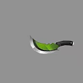 Sharp Curved Weapon Knife With Green Blade And Black Handle Design