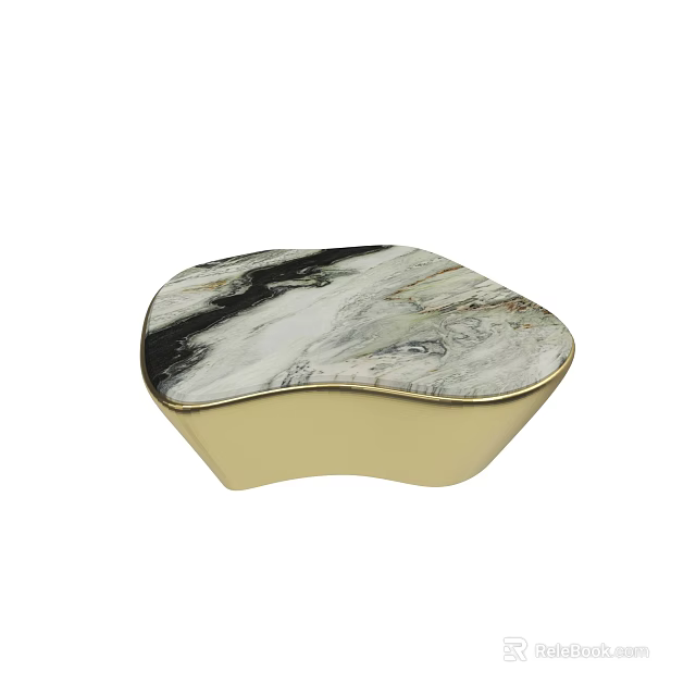 Luxury Modern Decorative Object With Marble Surface And Gold Base 3d model 