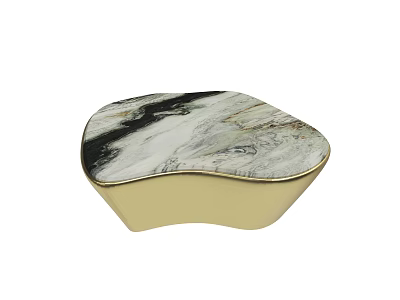 Luxury Modern Decorative Object With Marble Surface And Gold Base 3d model