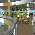 Bustling Shopping Mall Lobby With Central Fountain Escalators Glass Walls And Visitors
