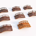 Wooden Bridge Models With Various Designs Railings Steps And Decorative Features 3d model