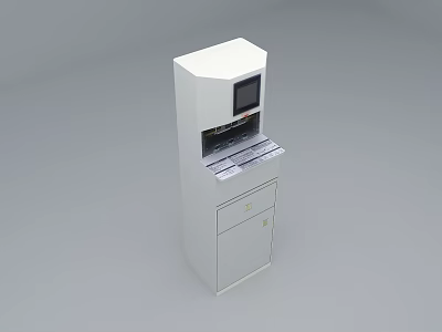 White Self Service Kiosk With Display Screen Control Panel And Cabinet 3d model