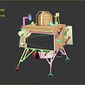 Lunar Terrain Supporting Gold Lander With Antennas And Landing Legs