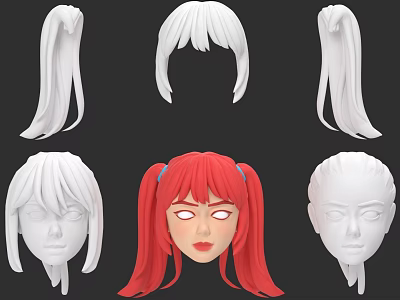 Woman Hairstyle Design Collection With Various 3D Head Models And Styles 3d model