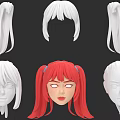 Woman Hairstyle Design Collection With Various 3D Head Models And Styles