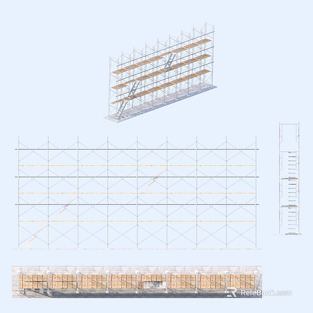 Detailed Scaffolding Structure 3D Model And Plan View For Construction Framework 3d model 
