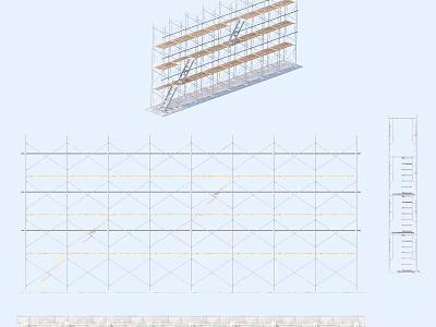 Detailed Scaffolding Structure 3D Model And Plan View For Construction Framework 3d model