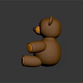 Brown Teddy Bear with Yellow Ears Nose and Paws Sitting on Black Background with Reflection