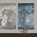 Square Carpets With Leopard Patterns in Black White and Blue Gray Stylish Design 3d model