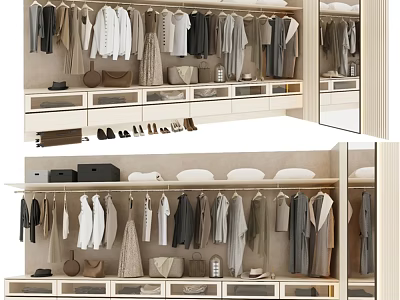 Dresser with Drawers for Clothes Shoes and Bags in Modern Closet Storage Design 3d model